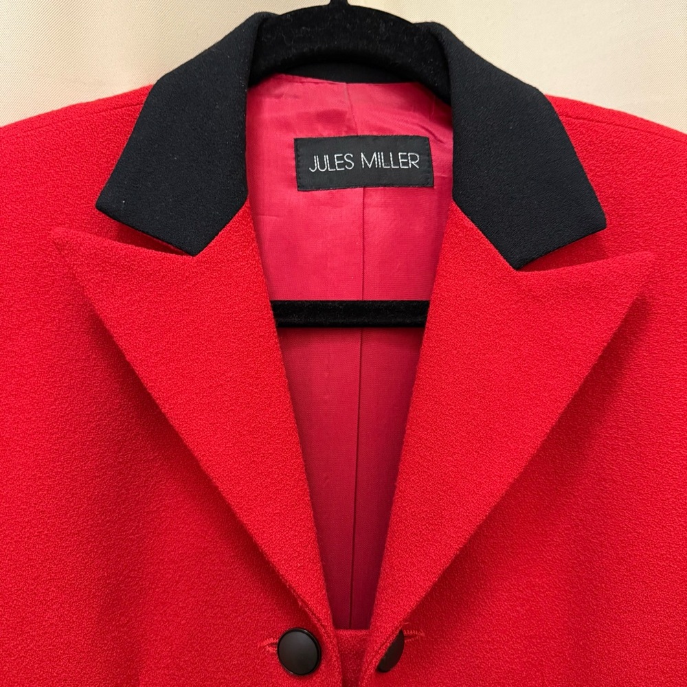 Jules Miller Vintage Red Wool Military Blazer Jacket USA Women’s 8 80s - Picture 8 of 12